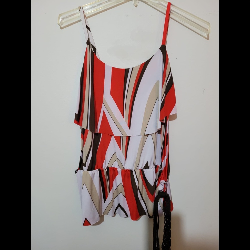 NWOT Ruffle Top with Belt - Picture 2 of 11